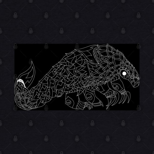 don pangolin in ecopop pattern line art by jorge_lebeau